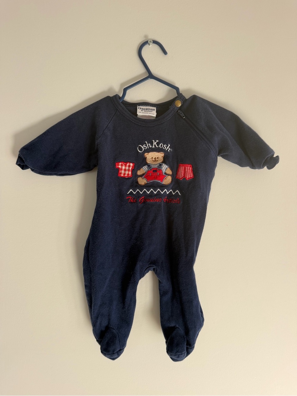 OshKosh B'gosh Navy Teddy Bear Footed One-Piece 0-3M